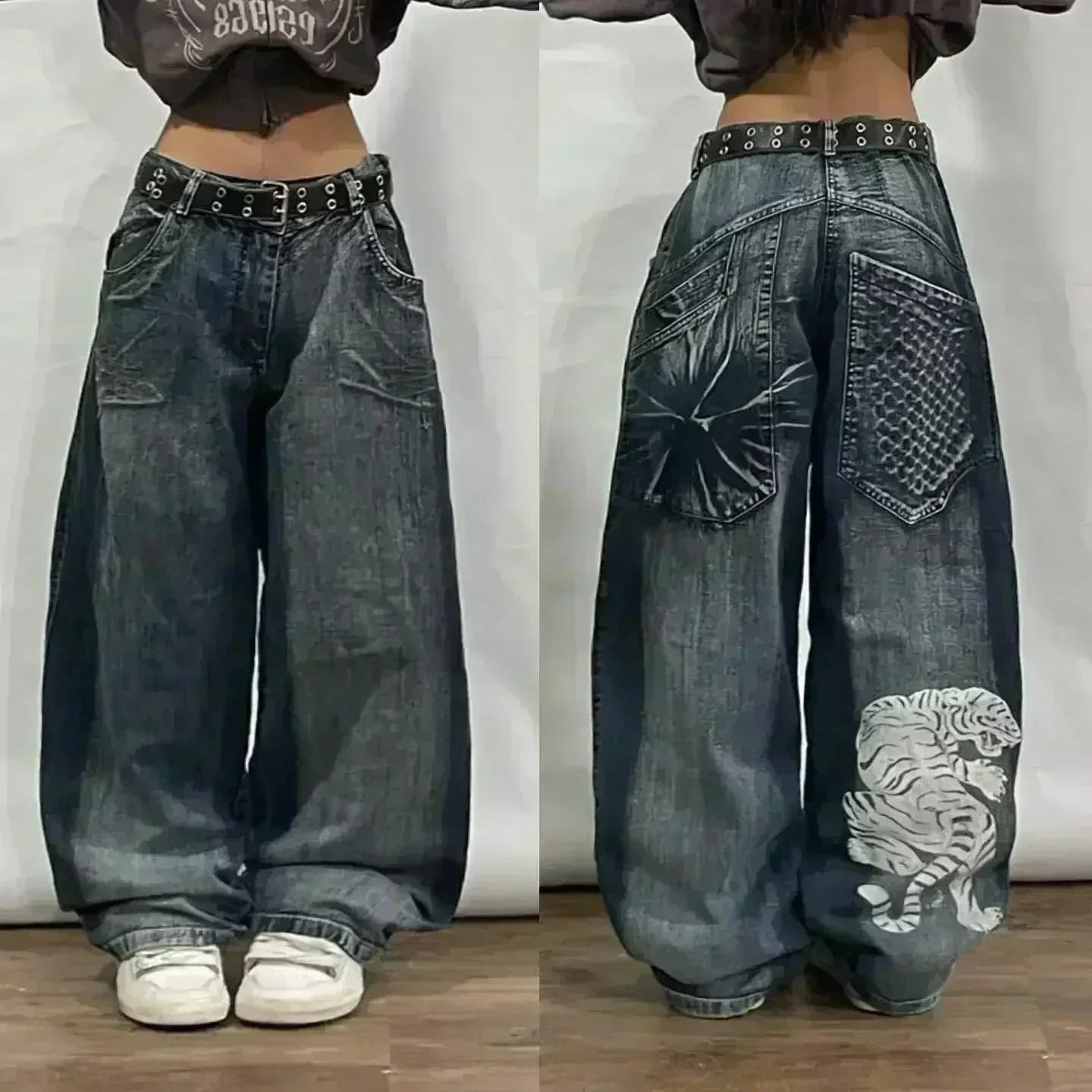 American Y2K 2025 New Baggy Wide Leg Black Oversized Jeans Women's Casual Street Joker Denim Pants Couple Jeans Vintage Streetwear