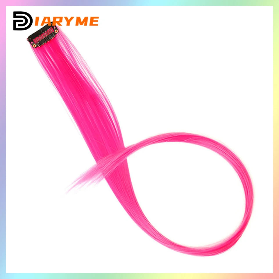 Colorful curly synthetic hair extensions for girls, long clip-in hairpiece, multicolored party strands, wig piece, for women and children