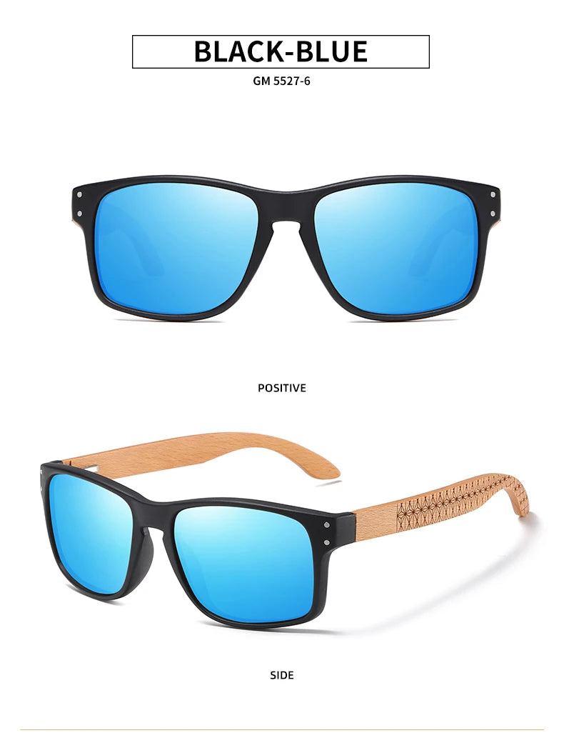 XSW-Lunettes de soleil polarisées faites à la main en bois de hêtre pour hommes, lunettes de soleil de conduite en plein air, charnière renforcée, design de marque, 5527