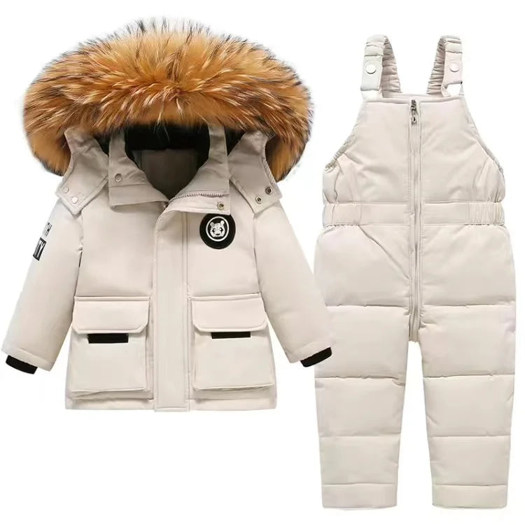 Ensembles de vêtements pour tout-petits, combinaisons de neige d'hiver pour bébés filles, doudounes chaudes, combinaisons à capuche en fourrure optique, combinaisons trempées, 0-3 ans