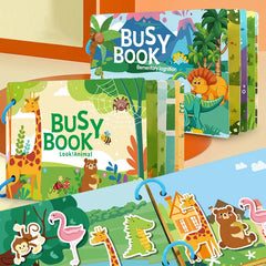 Livre occupé pour les tout-petits âgés de 2 à 6 ans, livre silencieux, activité d'apprentissage préscolaire, autocollant réutilisable et Velcro assorti Montessori Fine Mot