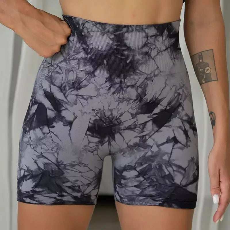 Short de Yoga Tie-Dye pour femmes, short de sport à haute élasticité, Push Up, course à pied, entraînement, Fitness, Leggings de sport courts pour femmes
