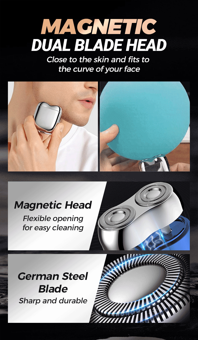 2025 nouveau Mini rasage électrique Double tête amélioré aspiration magnétique hommes USB Rechargeable Portable étanche rasoir