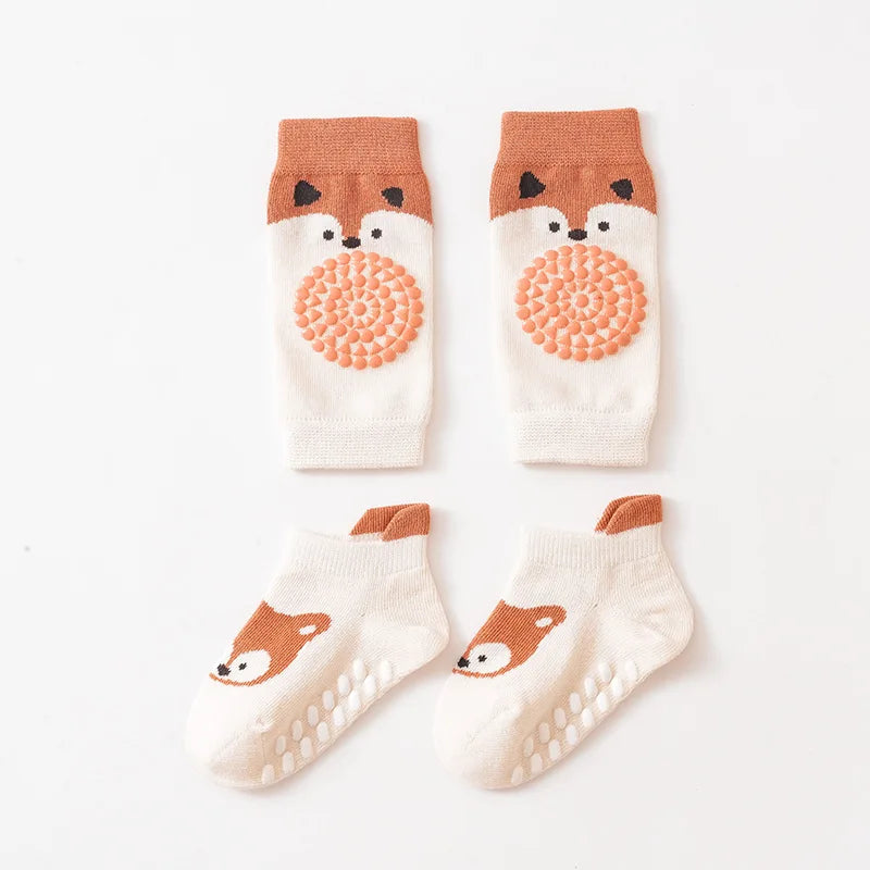 Ensemble de genouillères et de chaussettes de sol pour bébé, coussin non ald inoling, protecteur de chaussettes pour tout-petits, genouillère de sécurité, fille et garçon, 2 pièces