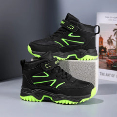 Chaussures de sport antidérapantes en cuir pour enfants, baskets de course respirantes, noires, à la mode, de randonnée, taille 29-40, nouvelle collection