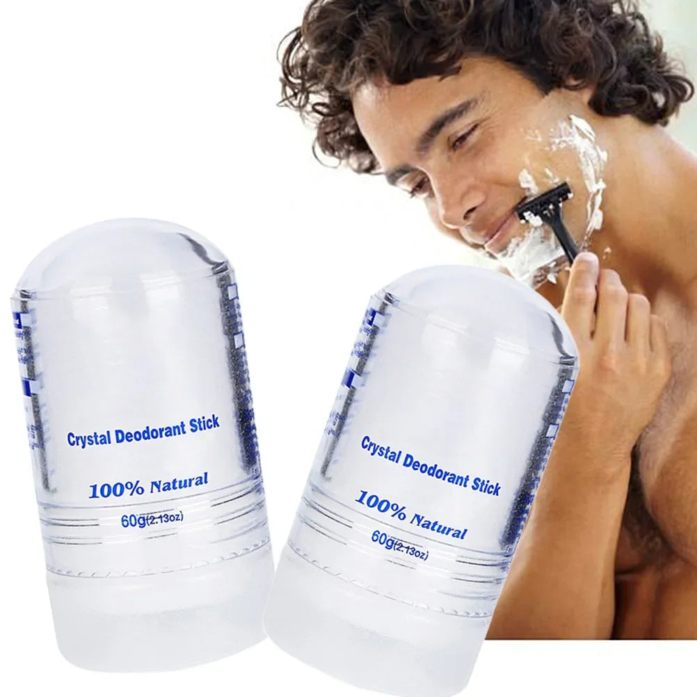 Bâton déodorant en cristal pour hommes et femmes, 60g, dissolvant d'odeurs pour le corps, les aisselles, anti-transpirant naturel