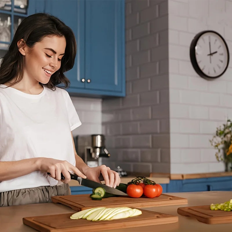 Ensemble de planches à découper en bambou, planche à découper polyvalente épaisse en bois pour viande, légumes et fruits