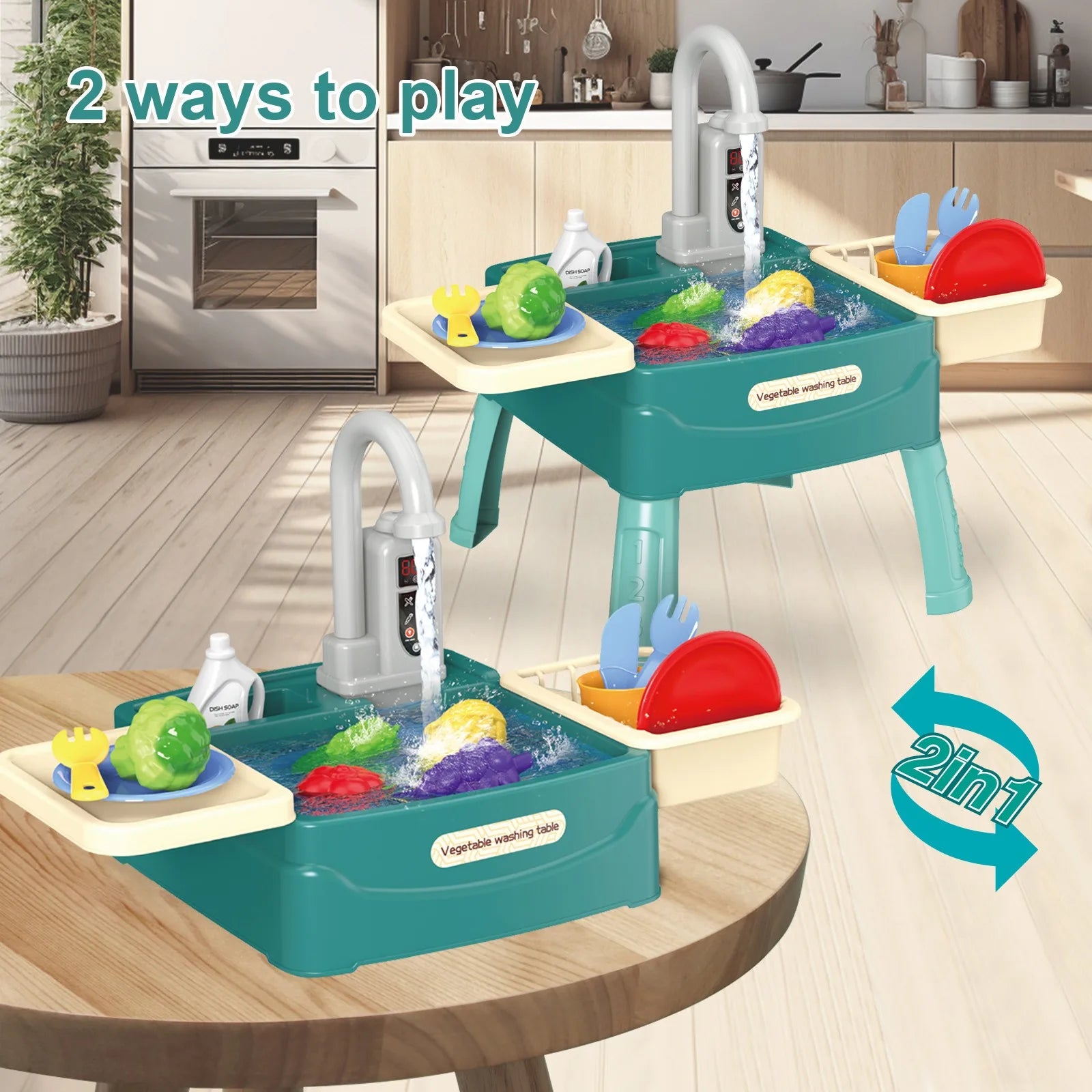 Jouets de lavage de légumes pour enfants, jeu à la maison, éducation précoce, simulation de cuisine, table à vaisselle électrique, sortie d'eau