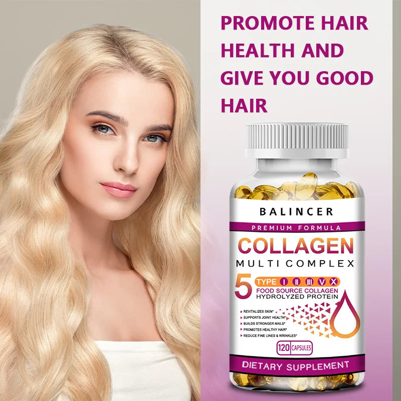Peptide de collagène multi-cheveux, peau et ongles, supplément de santé digestif et articulaire, collagène hydrolysé, 120 gélules