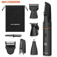 Prevention Words - Men's Body Hair Trimmer Kit, Pubic Hair Shaver, Antarctic Beard Trimmer, Electric Groin Shaver, IPX6 Waterproof, OM, 4 in 1