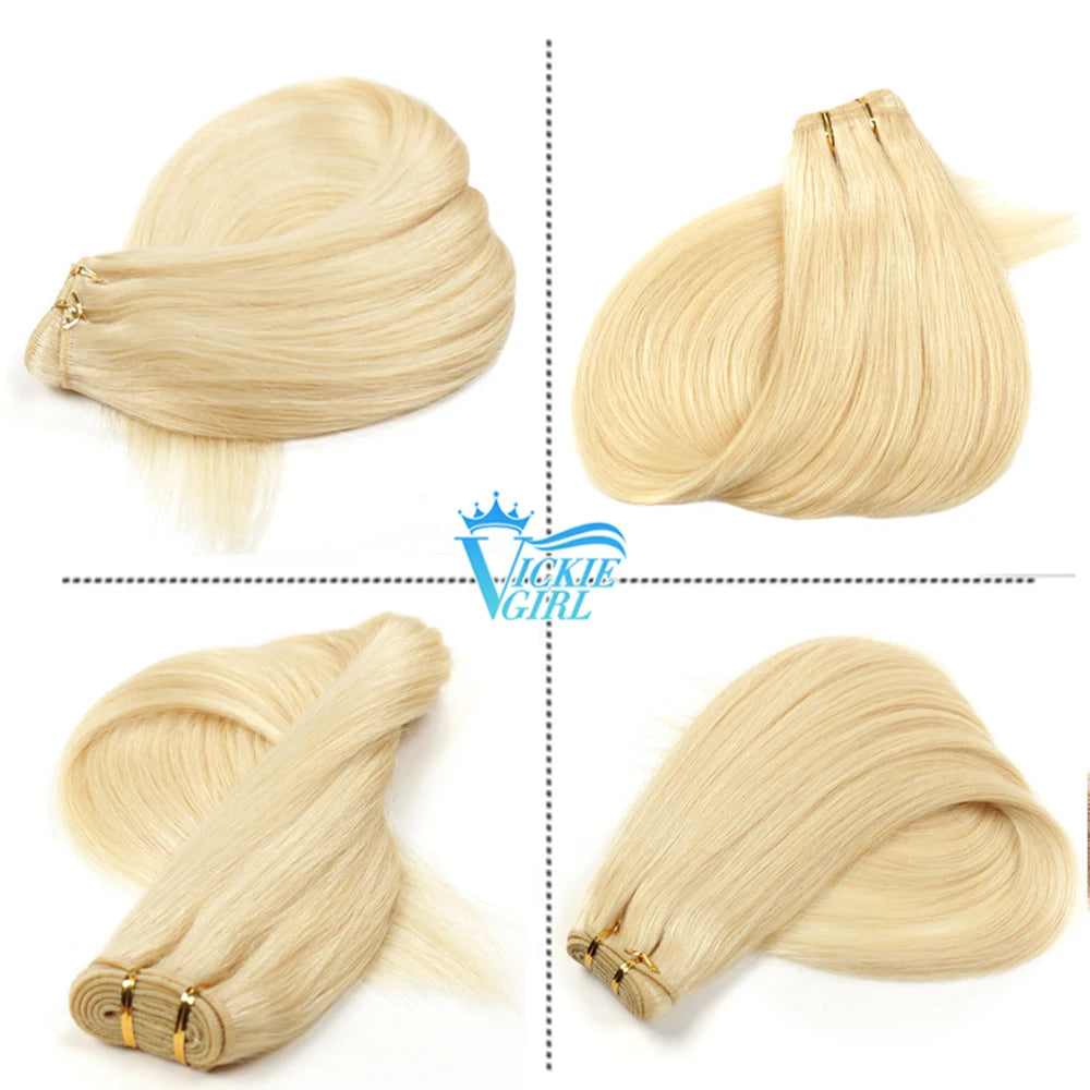Straight Human Hair Weft Bundles Ombre Blonde Human Hair Extensions 100g/piece 16"-28" Skin Color Remy Straight Double Weft