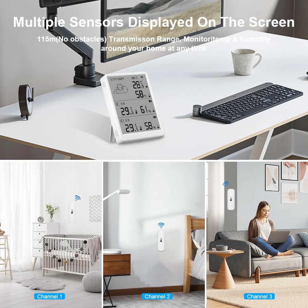 Tuya – Station météo WiFi, capteur de température, Kit thermohygromètre intelligent, passerelle Wi-Fi et thermohygromètre 433mhz avec alerte par application