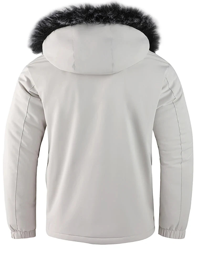 Men's cotton hooded jacket, casual style, windproof, padded, cool solid color, simple cotton clothing, autumn and winter