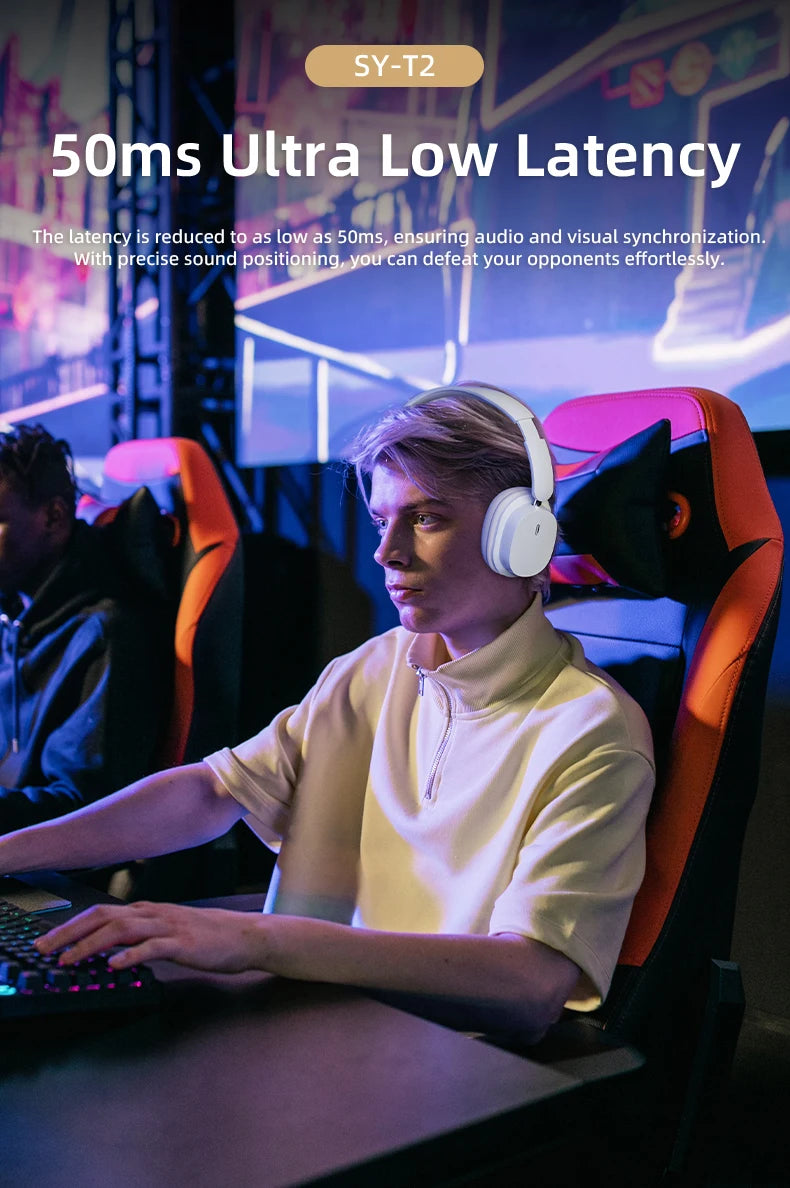 Casque sans fil Bluetooth 5.3 à la mode, casque stéréo HIFI portable supra-auriculaire, casque d'affaires, écouteurs de jeu à faible latence, prise en charge de la connexion 3,5 mm et de la lecture de cartes TF