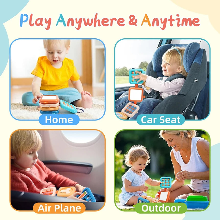 Planche occupée pour tout-petits, jouets sensoriels Montessori pour bébés, motricité Fine, avion de voyage, Cube d'activité, jouets cadeau pour garçons et filles