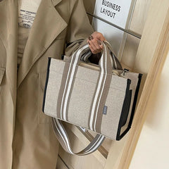 sac de luxe femme sac a mains femme sac bandouillère femme Sacs à main en tissu de lin pour femmes, sac à bandoulière rayé de grande capacité, sac fourre-tout de shopping, dernier document uni, lancé, qualité, 2024
