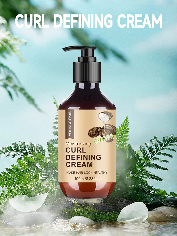 Crème bouclée à l'huile de ricin pour hommes, 100ML, avec romarin et menthe poivrée pour contrôler le bouclage