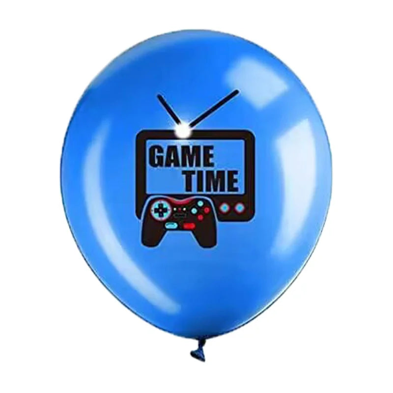Video game themed latex balloons, level balloon for gamers, blue game controller, birthday party, children's party favors, Happy Boys