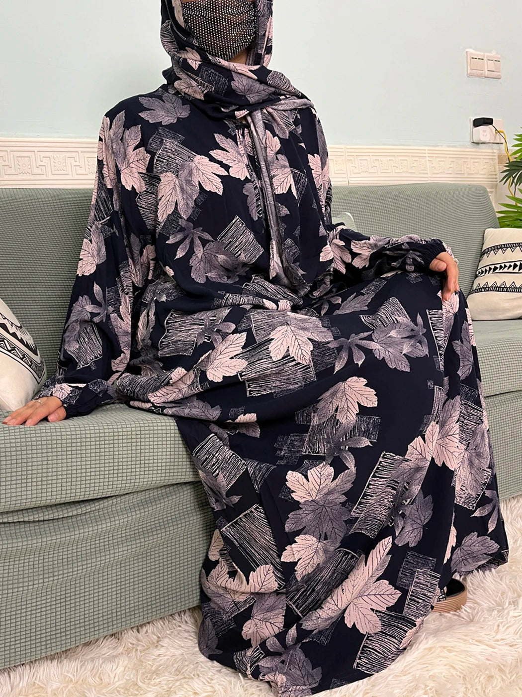 Abayas musulmanes en coton pour femmes, vêtement de prière traditionnel à fleurs pour Ramadan, Caftan africain, Marocain, Robe connectée, foulard