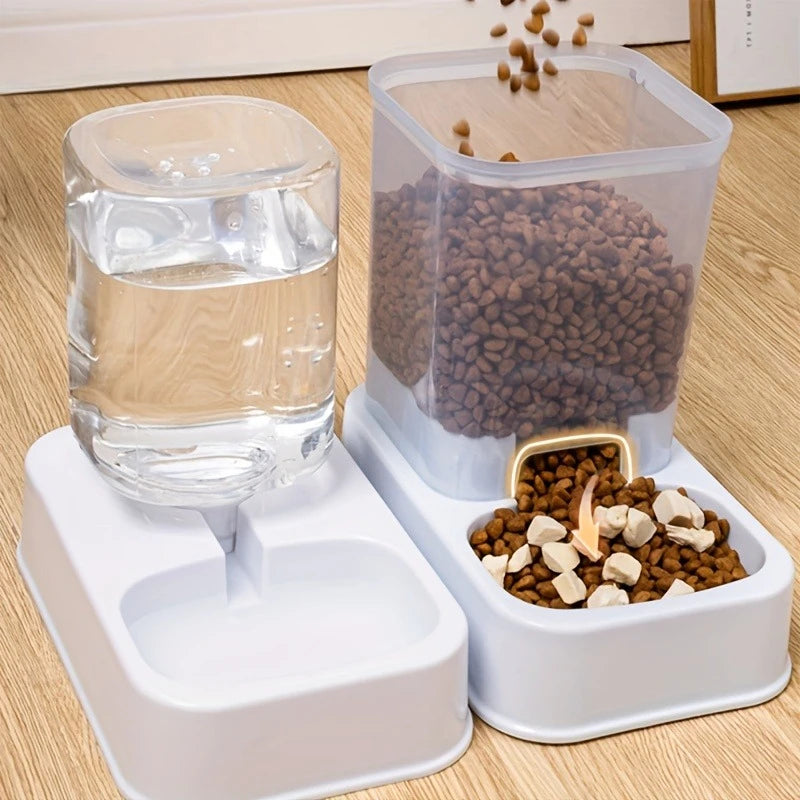 Automatic cat and dog feeder with water dispenser, pet bowl and drinker, intelligent portion control for cats and dogs, battery-free