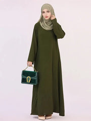 Noir blanc rose solide dubaï modeste sous Robe Abaya Islam caftan musulman avec poches robes pour femmes Robe Femme Musulmane