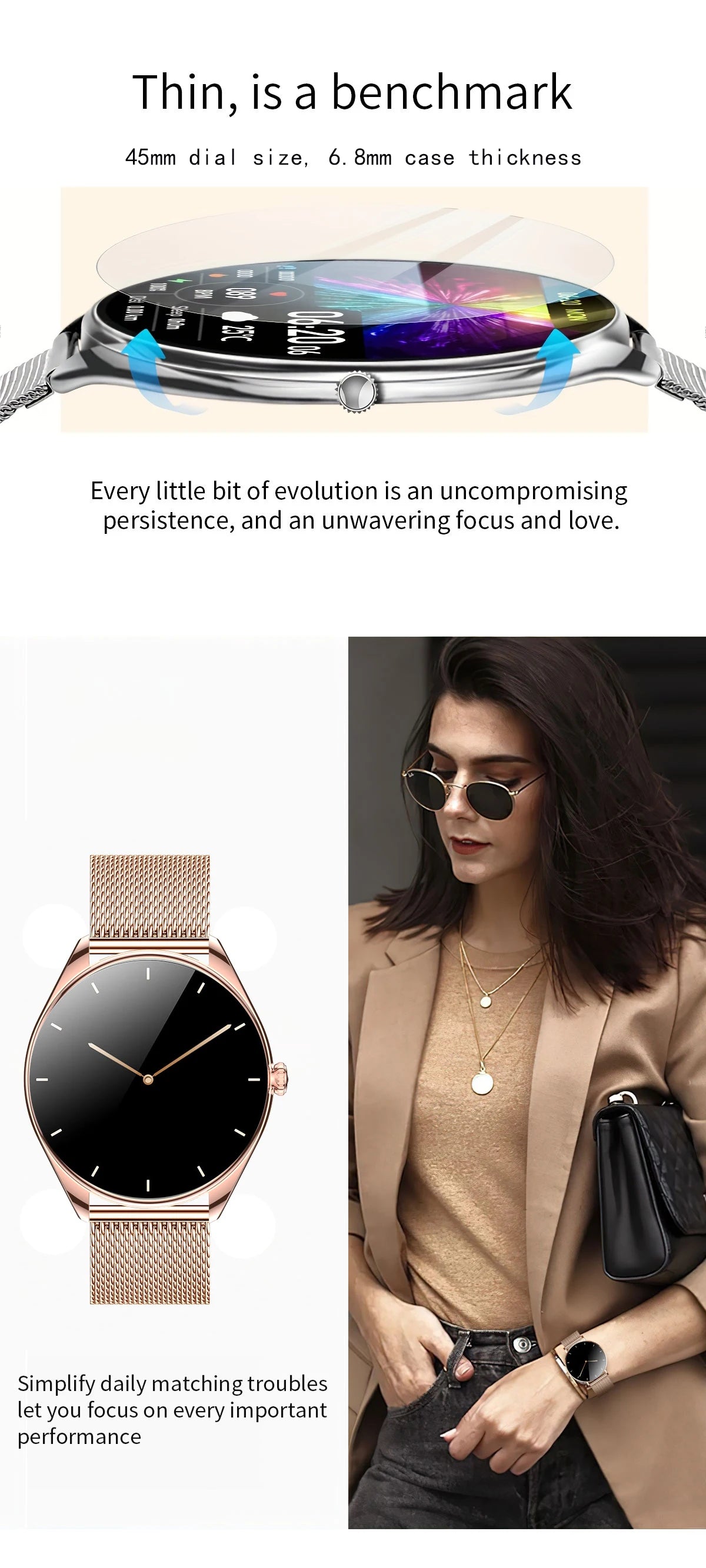 Montre connectée Utral mince pour femmes, écran AMOLED HD de 1.43 pouces, appel Bluetooth, traceur multi-sport, lecteur de musique, chargement USB, nouveauté 2025