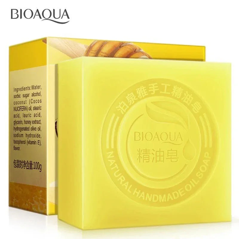 Savons aux huiles essentielles Bioaqua au miel, rose, jasmin, aloé, matcha, myrtille, lavande, charbon de bambou, savons en bambou noir