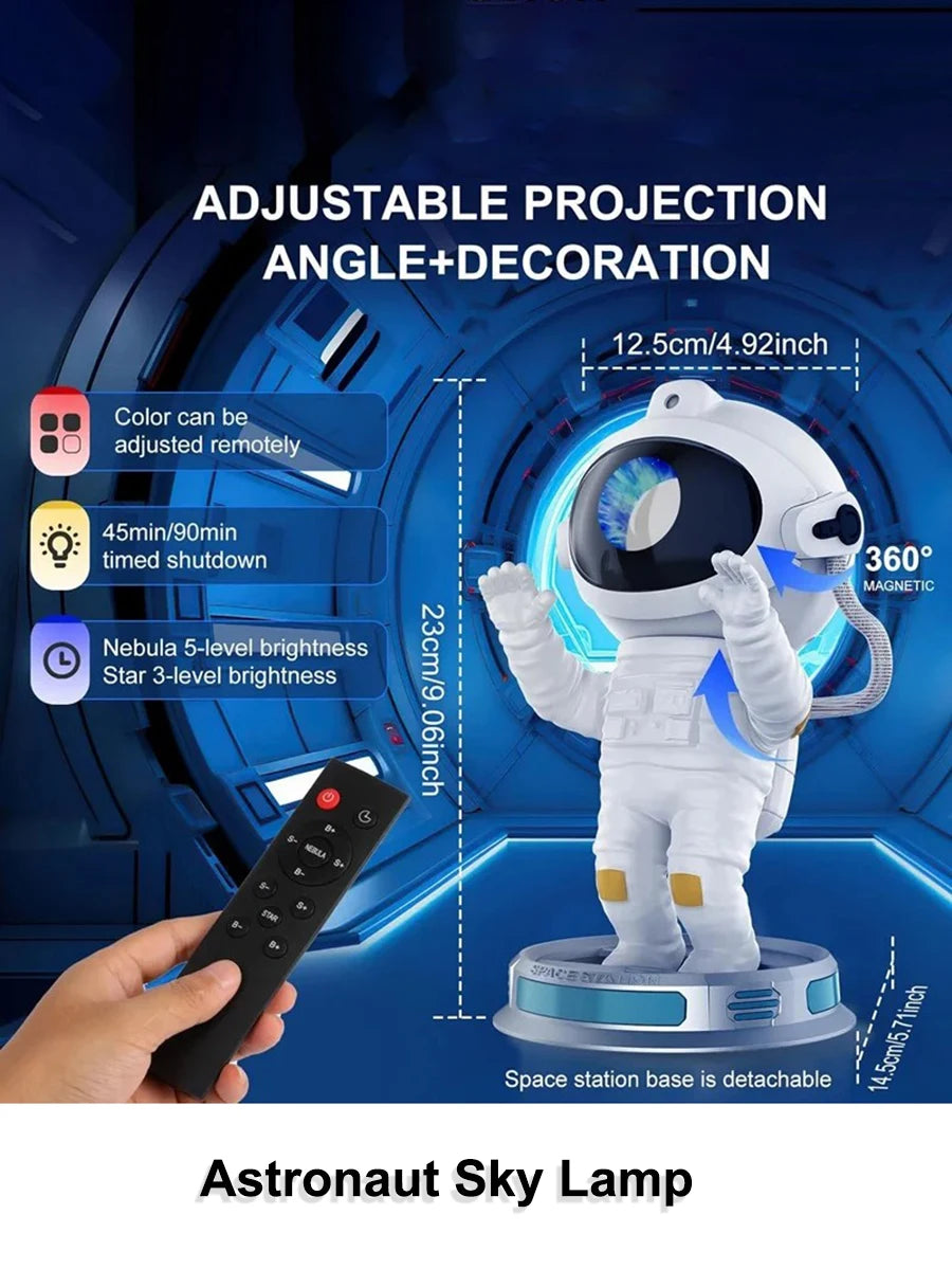 Projecteur d'étoiles pour enfants, veilleuse avec télécommande 360 ° Éclairage de galaxie de nébuleuse d'astronaute de conception réglable pour enfants adultes
