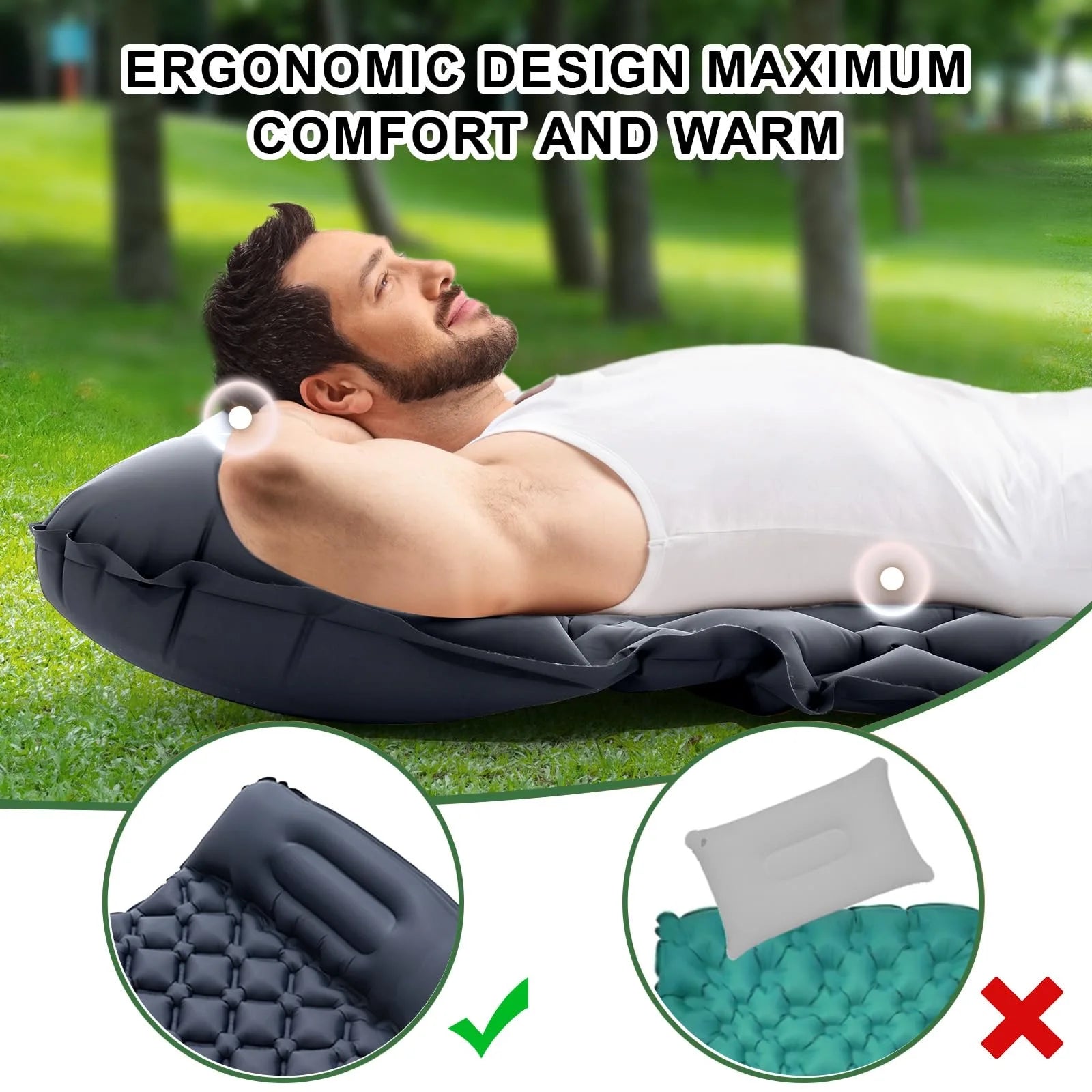 Nouveau matelas gonflable simple - Connectable, léger et portable pour le camping, les voyages, l'usage domestique - Expédition rapide!