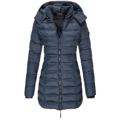 Veste d'hiver en coton pour femme, couleur unie, coupe ajustée, chaude, solide, à capuche, vêtements pour femmes, nouvelle collection