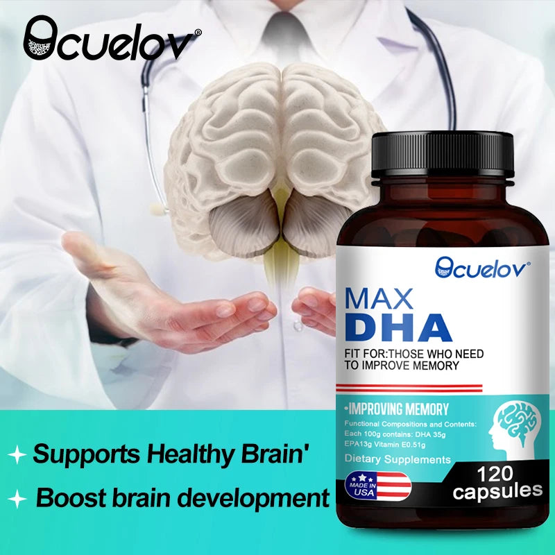 Bcuelov MAX DHA-améliorer la mémoire, protéger la vue, l'intelligence, active les cellules cérébrales, améliore la fatigue cérébrale, complément alimentaire