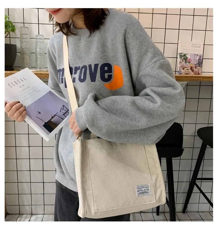 Sac à main Simple en velours côtelé pour femmes, sac à main Portable de grande capacité, tendance, petit sac carré, sacs à bandoulière simples