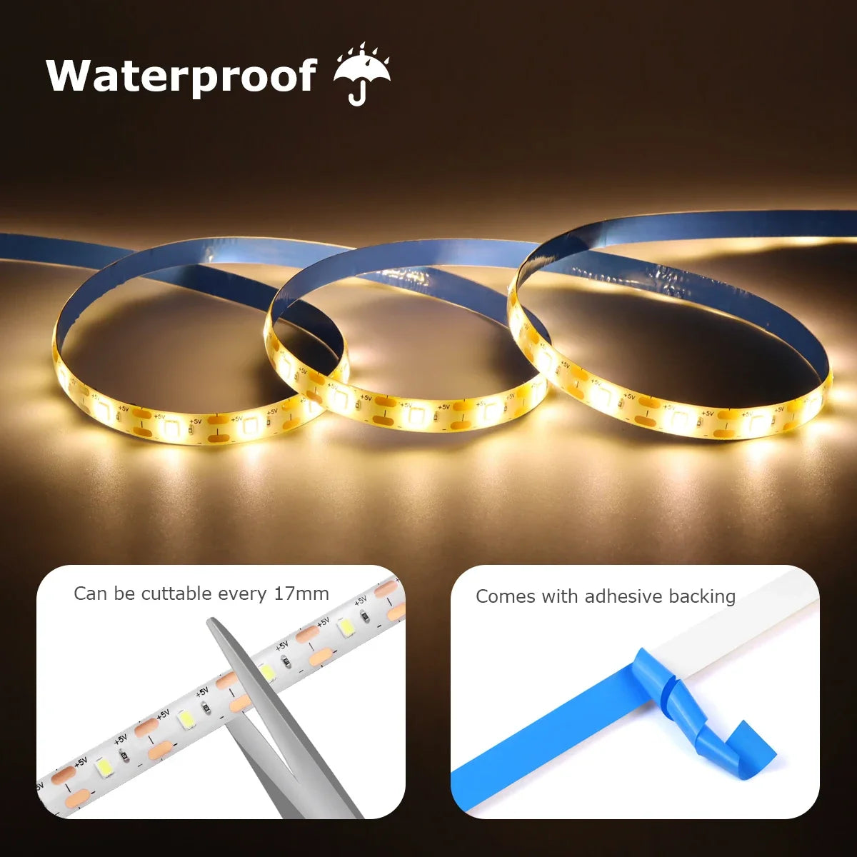 Bande lumineuse LED USB 5V, étanche, SMD2835, avec capteur de mouvement PIR sensible, temps de retard réglable pour cuisine, chambre à coucher, couloir