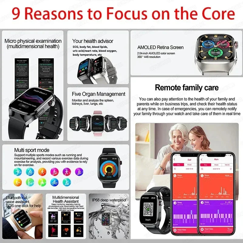 Xiaomi pression artérielle acide uricique graisse corporelle Smartwatch Micro examen physique orgue santé montres Bluetooth appel montre intelligente