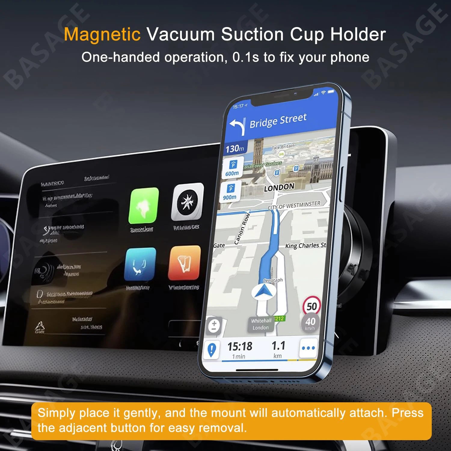 Support magnétique pour téléphone portable, 360 ° Support de téléphone portable de voiture magnétique de rotation, support de téléphone de voiture magnétique d'aspiration d'air