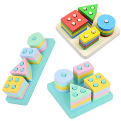 Puzzle Montessori pour enfants de 1 à 3 ans jouets en bois blocs de construction apprentissage document forme match