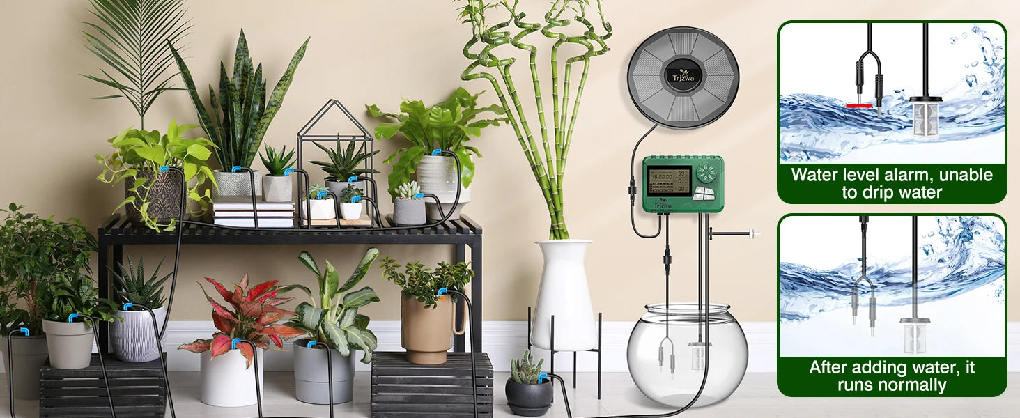 Kit de système d'irrigation goutte-à-goutte solaire pour plantes de jardin avec écran d'affichage, minuterie d'arrosage automatique de voyage bricolage, dernier cri