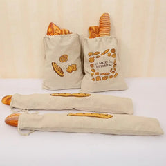 Sacs à pain en lin réutilisables avec cordon de serrage, grand rangement lavable, accessoires alimentaires, sac de rangement du pain, organisateur de cuisine non blanchi à la maison