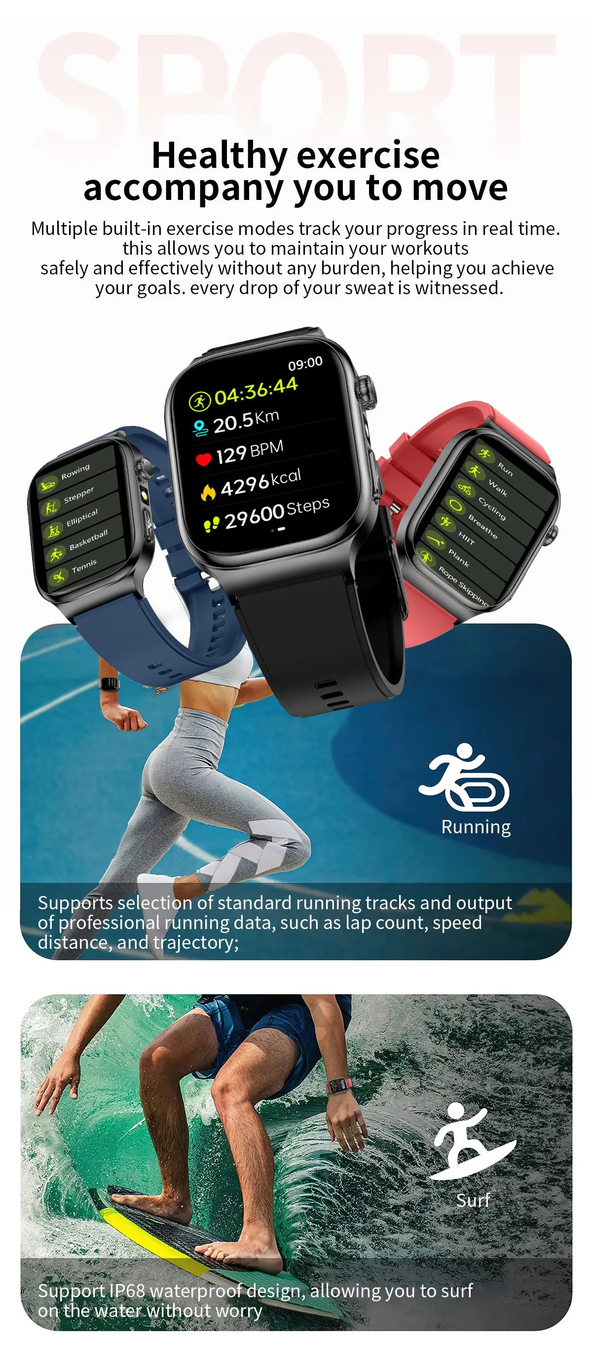 2025 nouvelle montre intelligente 2.04 pouces écran acide urique lipides sanguins composition corporelle cinq détecteurs 650mAh sport HD appel montre intelligente