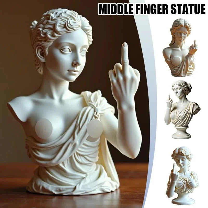 Statue de déesse de Vienne drôle en résine, Sculpture offensive du doigt du milieu, Figurines de bureau Medusa, nouveauté, cadeau artistique, décoration de maison