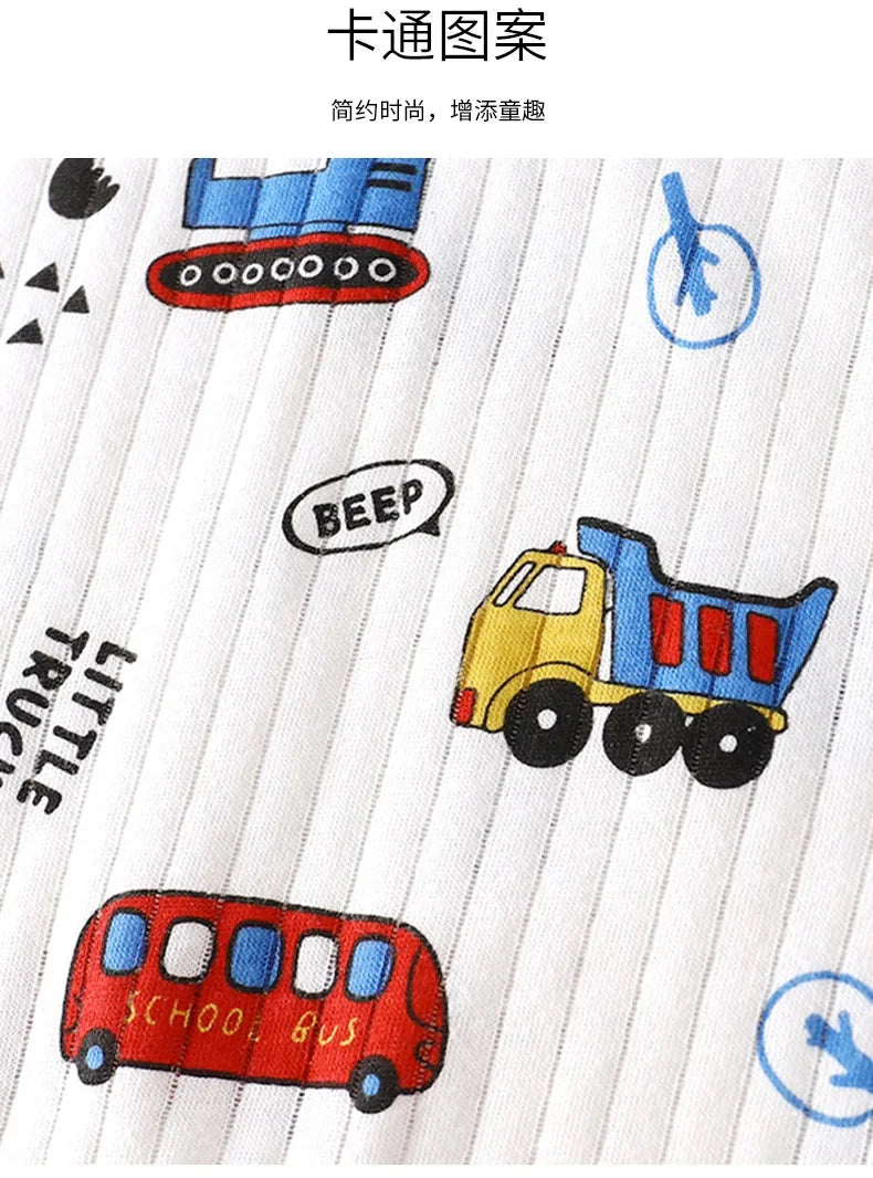 Ensemble de vêtements d'été en pur coton pour enfants, t-shirt à manches courtes avec Short, dessin animé mignon, pyjama décontracté pour bébés en bas âge