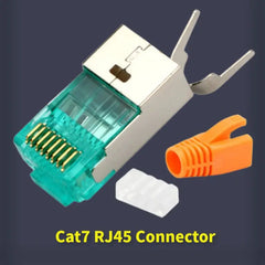 RJ45 CAT7 Ethernet connector, 50U 8P8C shielded Cat 7 network connector, 1.5mm wire diameter with boot
