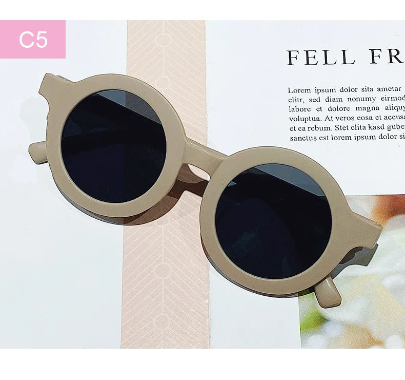 Lunettes de soleil coréennes pour enfants, rétro, monture ronde solide, petit visage, résistant aux ultraviolets, pratique
