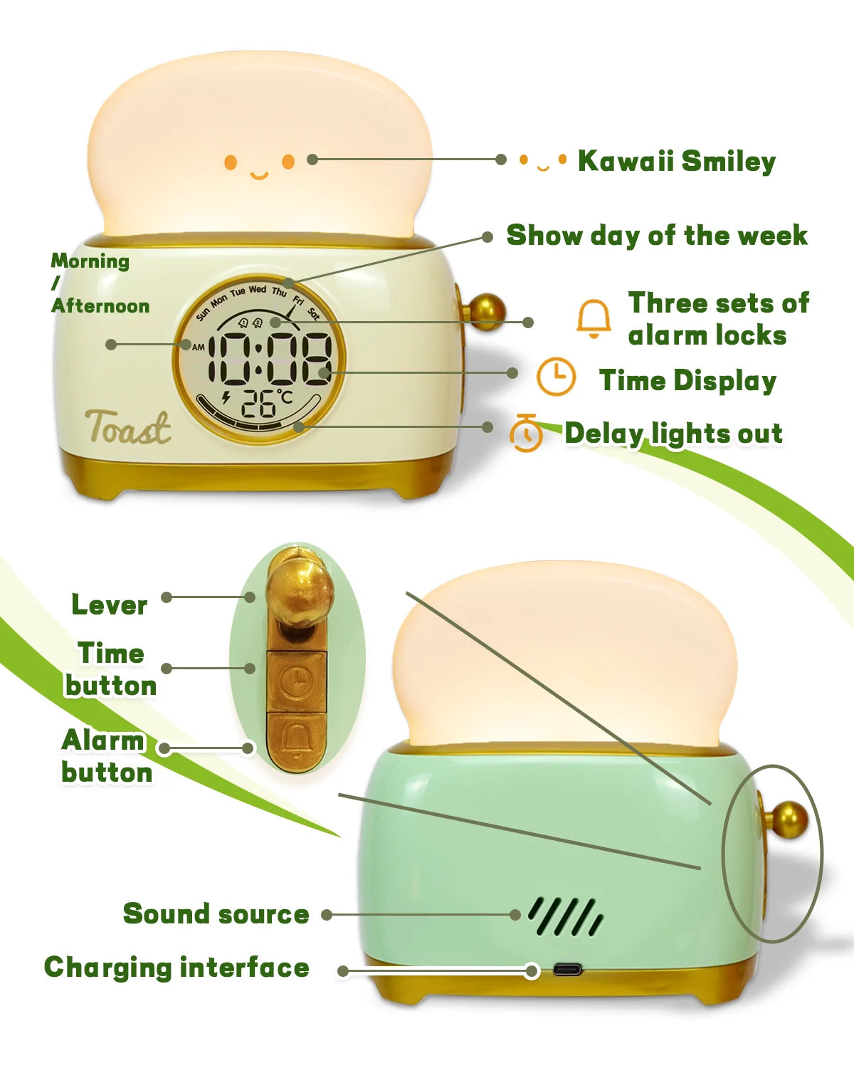 Veilleuses de réveil LED, veilleuse de chevet créative, lampe de bureau, éclairage intérieur, minuterie USB, lumière à intensité variable, cadeaux pour enfants