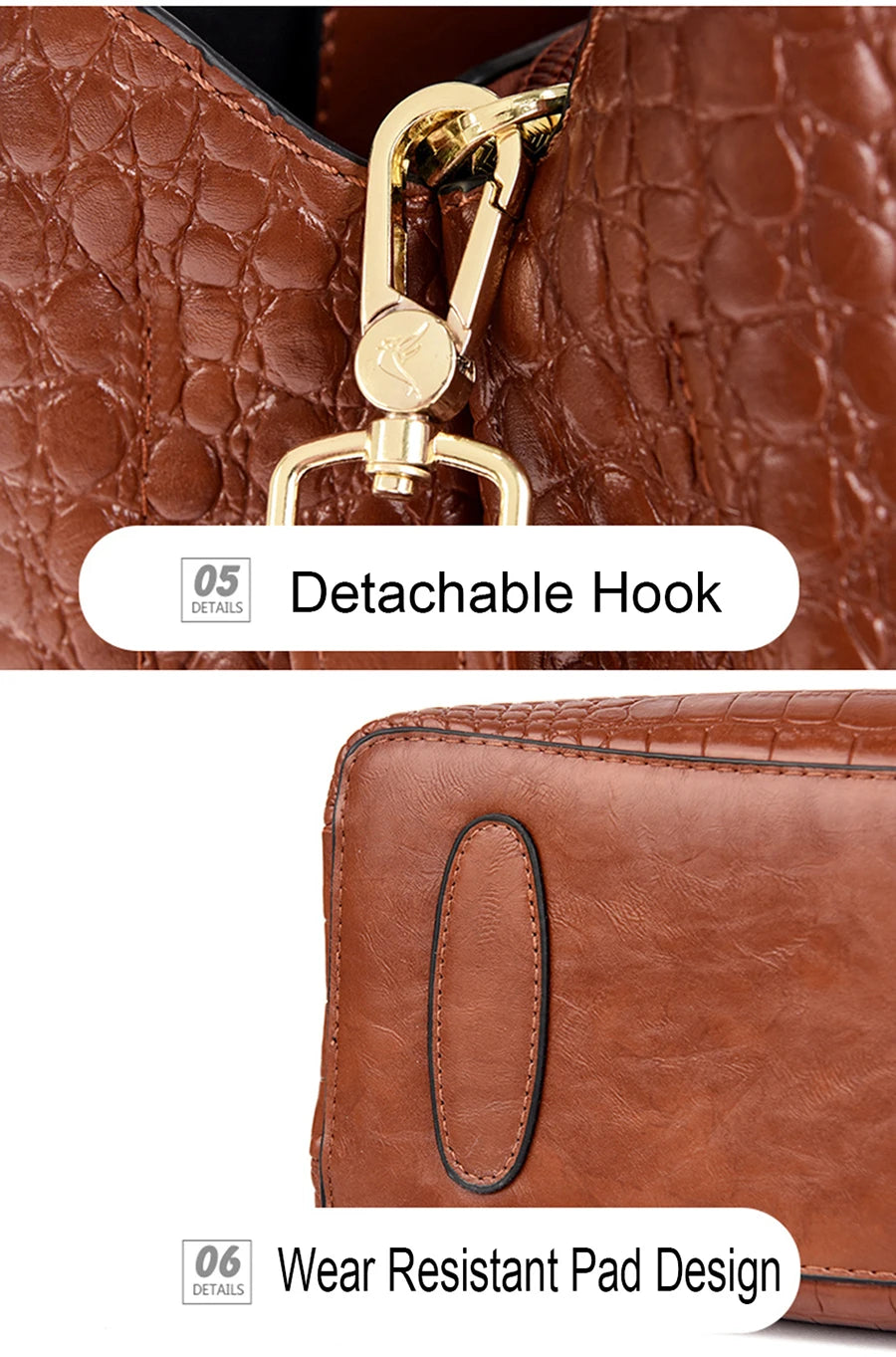 Famous brand women's handbags, high quality crocodile stripe three-piece designer shoulder bag/tote bag 