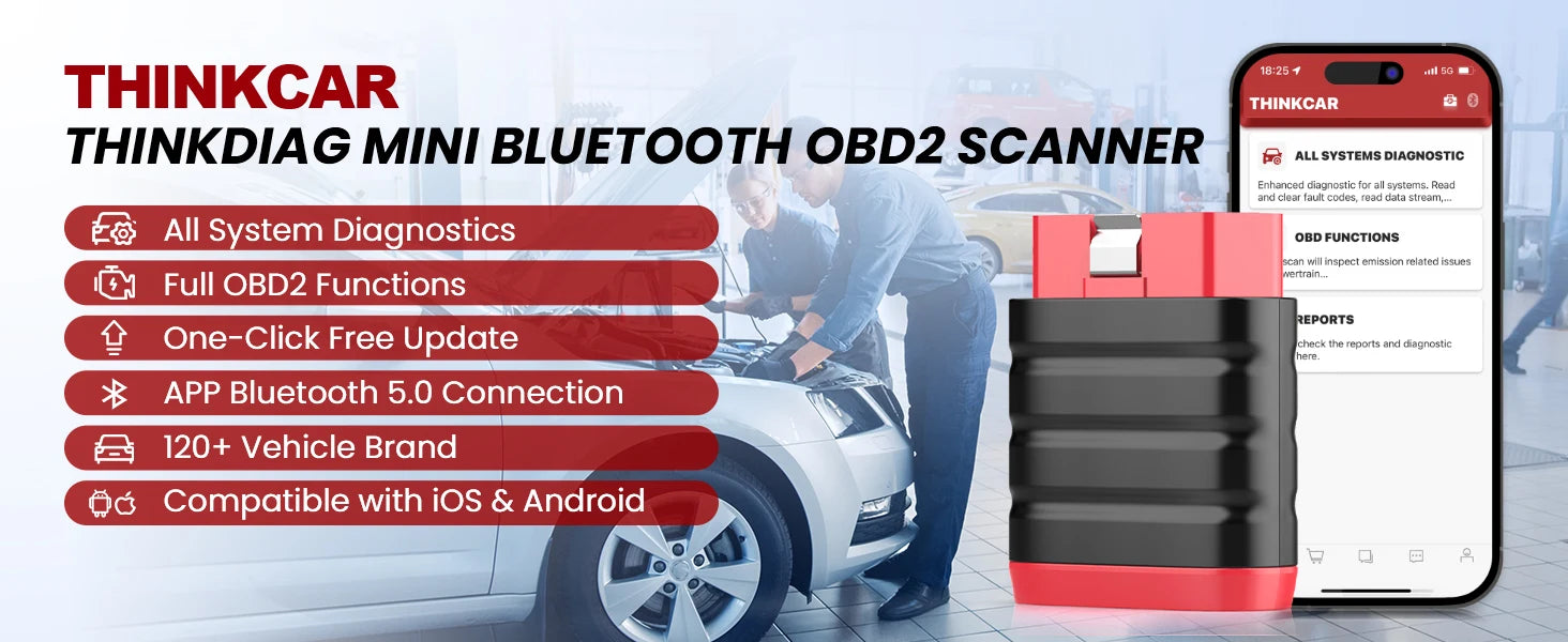 THINKCAR THINKDIAG MINI Auto OBD2 Bluetooth Scanner Full System Diagnostic Tool for All Cars - Free Lifetime Car Diagnostic Scan Tool
