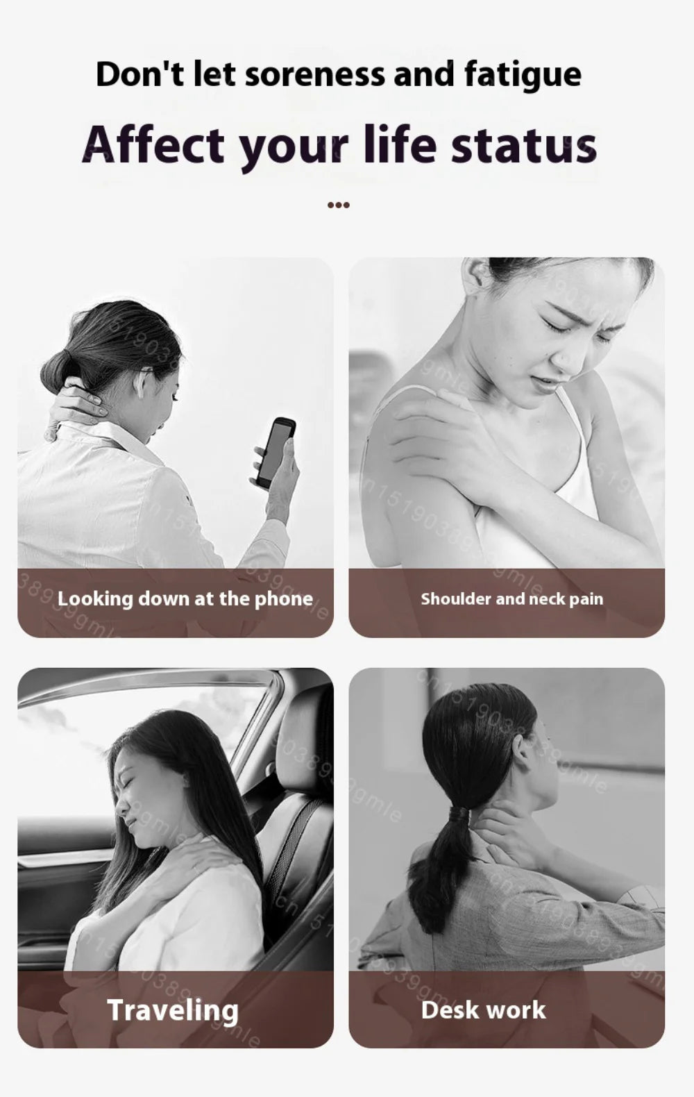Electric muscle massager for the neck and shoulders, cordless, shoulder and back kneading, shawl, neck massage, relaxation, pain relief