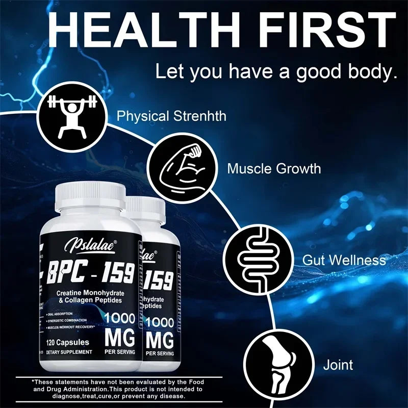 BPC-159, avec peptides de créatine monohydrate et de collagène – Améliore l'énergie, l'endurance, soutient la récupération musculaire et athlétique