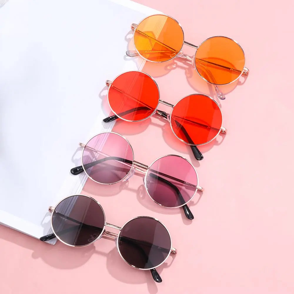 Lunettes de soleil à monture ronde rétro pour enfants, lunettes de protection UV400, verres noirs, roses, rouges, garçons, filles, enfants, mode, été, nouveau, 14mm