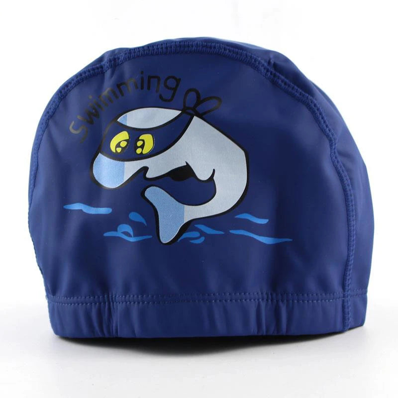 Bonnet de bain imperméable en tissu PU pour enfants, mignon, Animal de dessin animé, dauphin, protège les oreilles, cheveux longs, pour garçons et filles